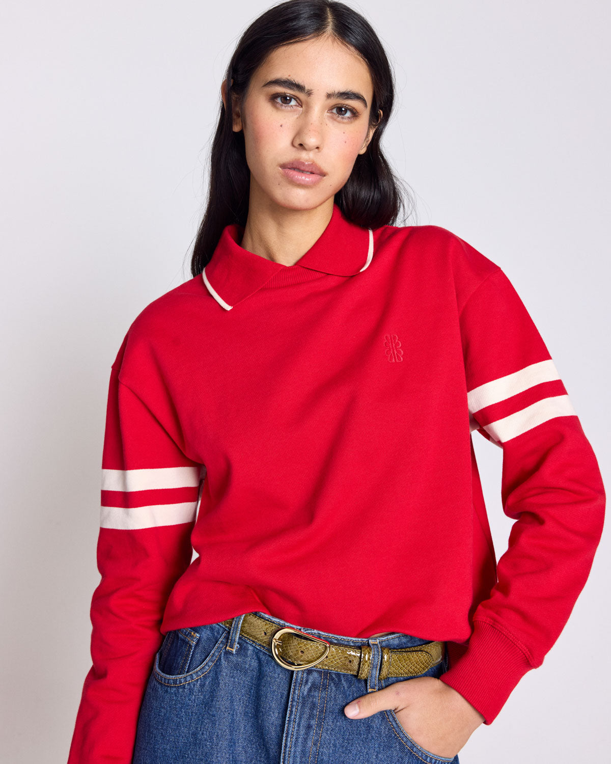Sweat-shirt Alex rouge et écru