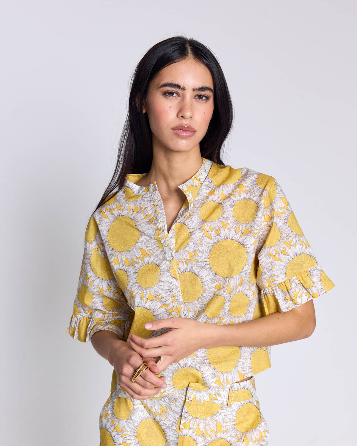 Blouse Constantine imprimé Liberty tournesols jaune