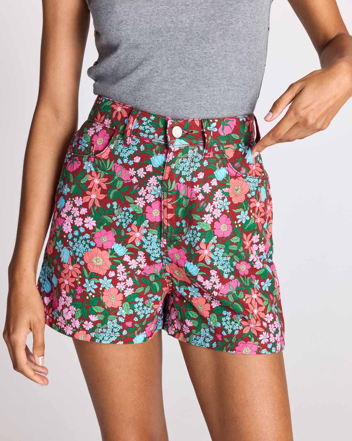 Short Triomphe imprimé Liberty rose et bordeaux