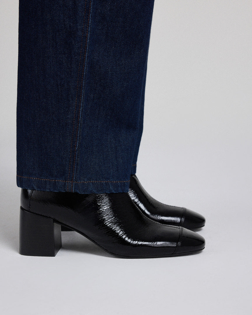 Bottines Clyde vernis froissé noir