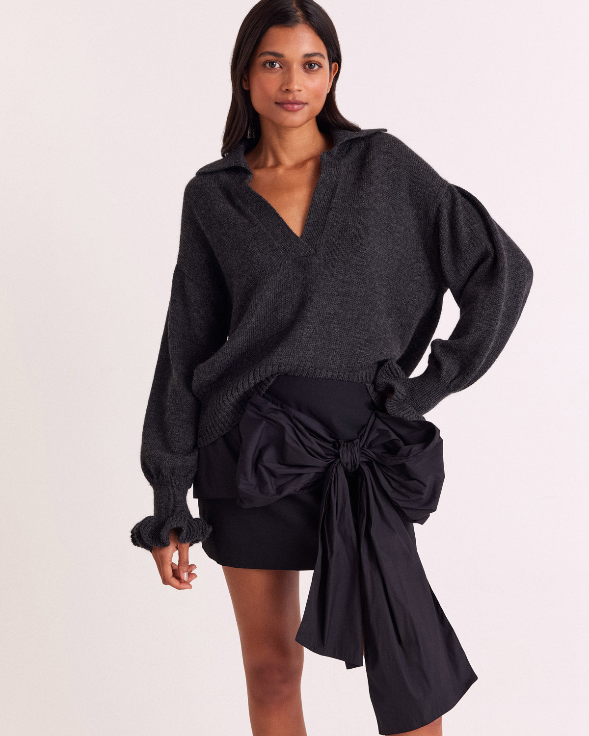 Pull Ophy gris foncé chiné