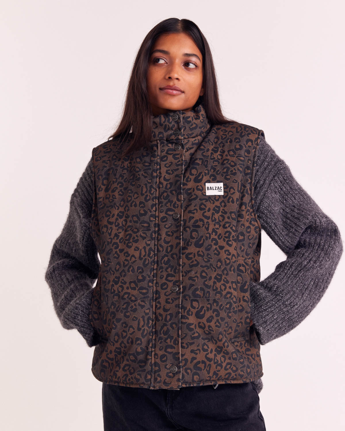 Veste Clovis léopard fauve chocolat