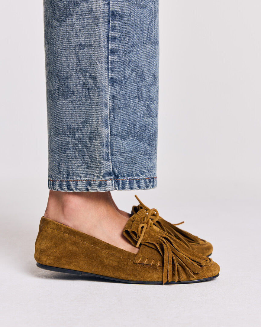 Mocassins Alix frange kaki