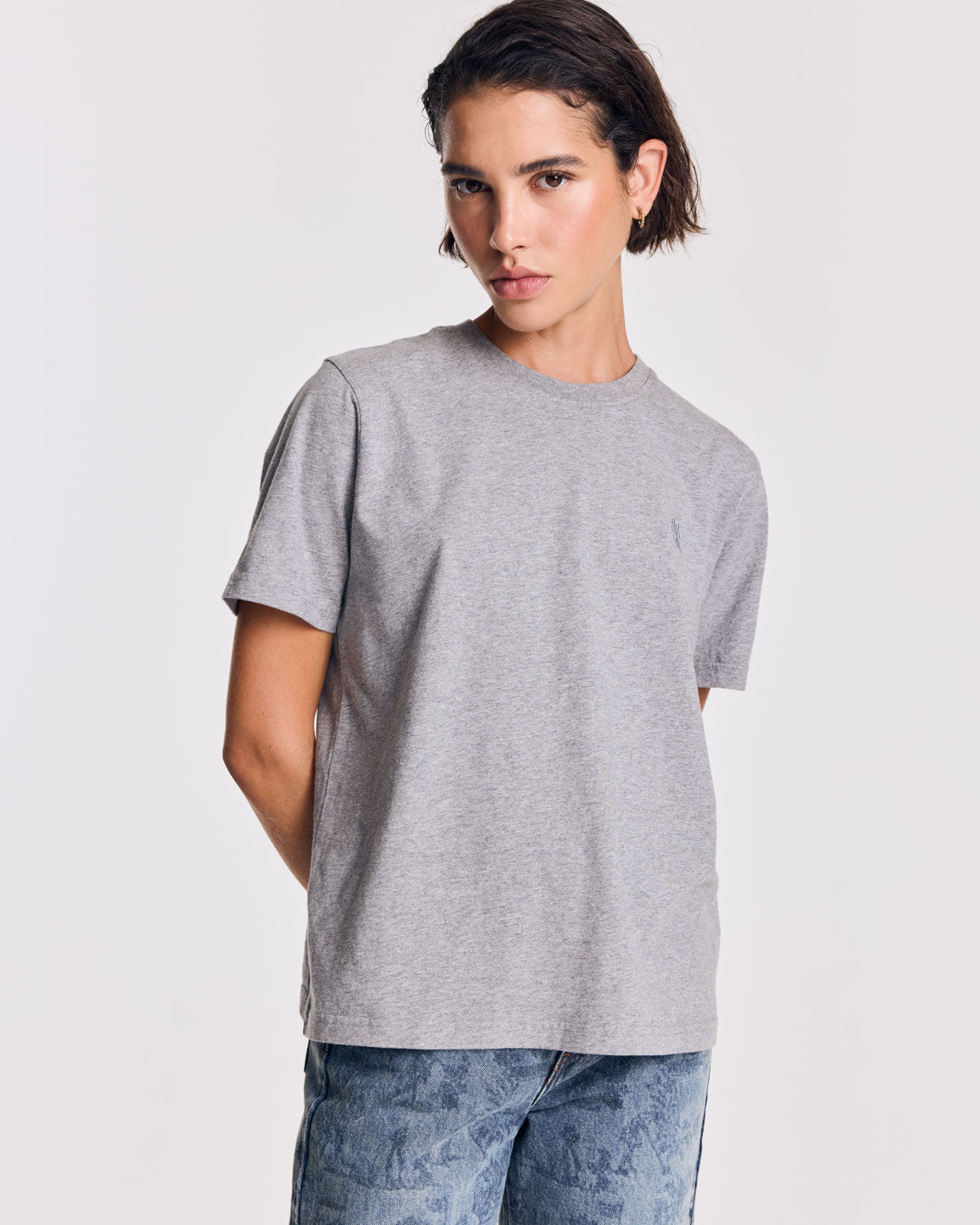 Tee-shirt Bree gris chiné brodé