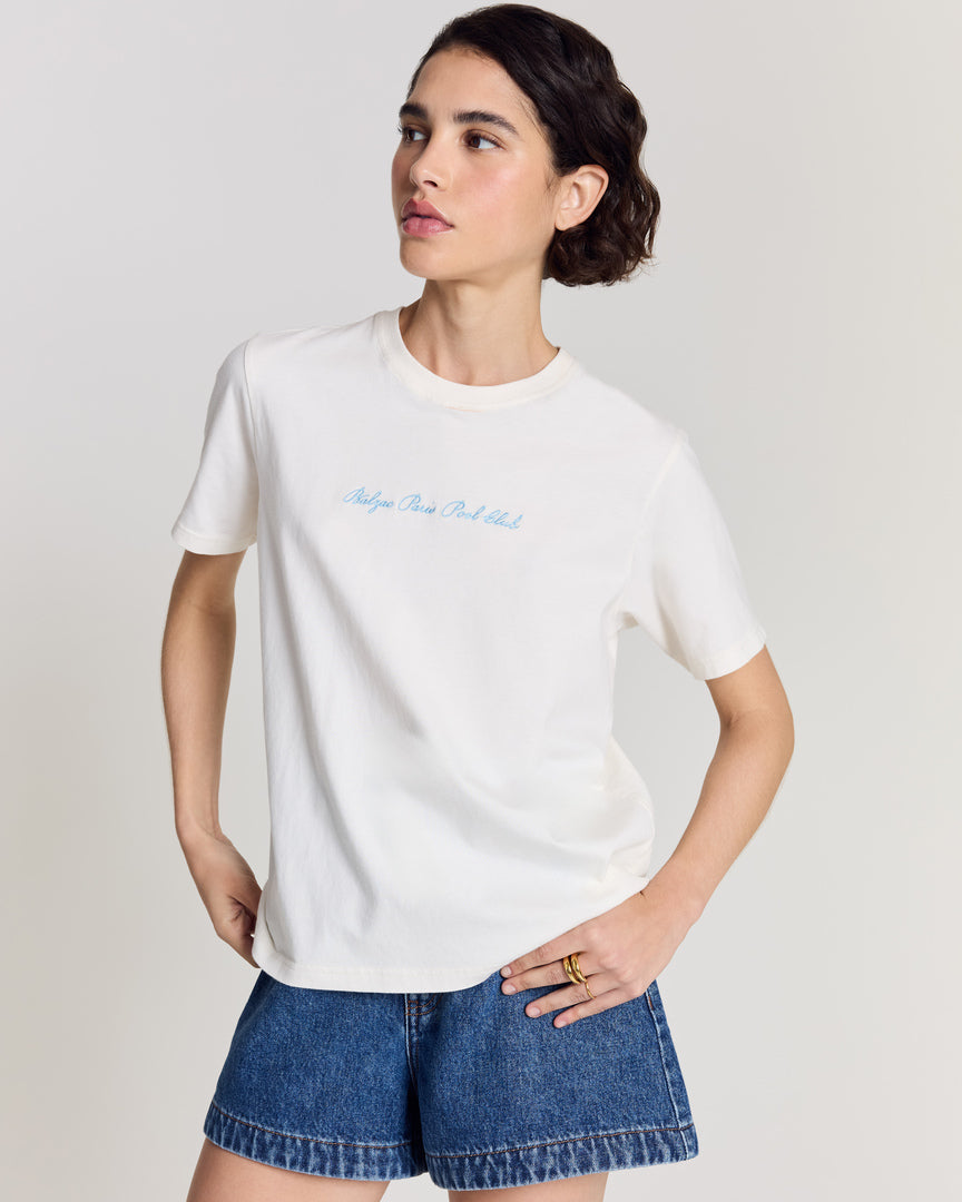 Tee Shirt Bree Balzac Pool Club écru et bleu