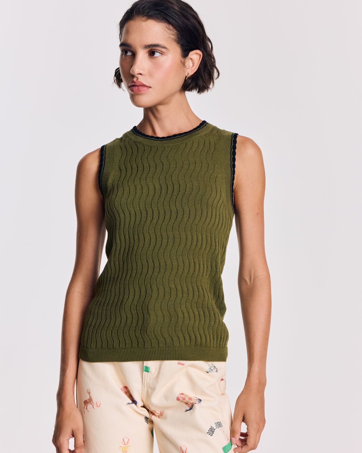 Top Kahny olive et noir
