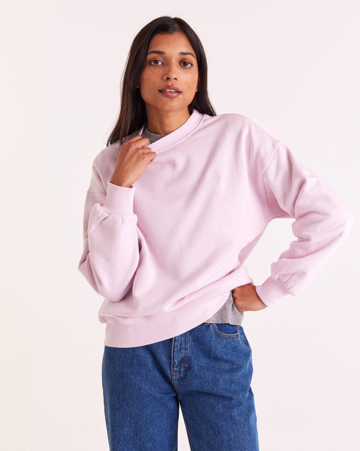 Sweat-shirt Virgile rose clair