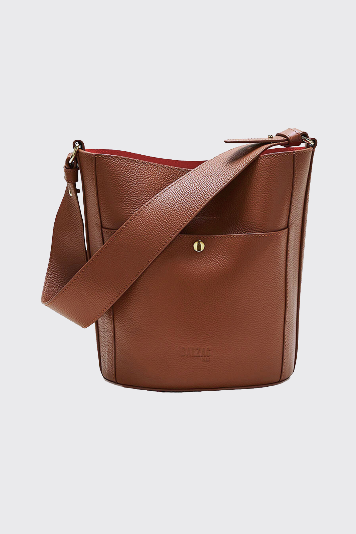 Sac Sofia grainé cognac intérieur orange
